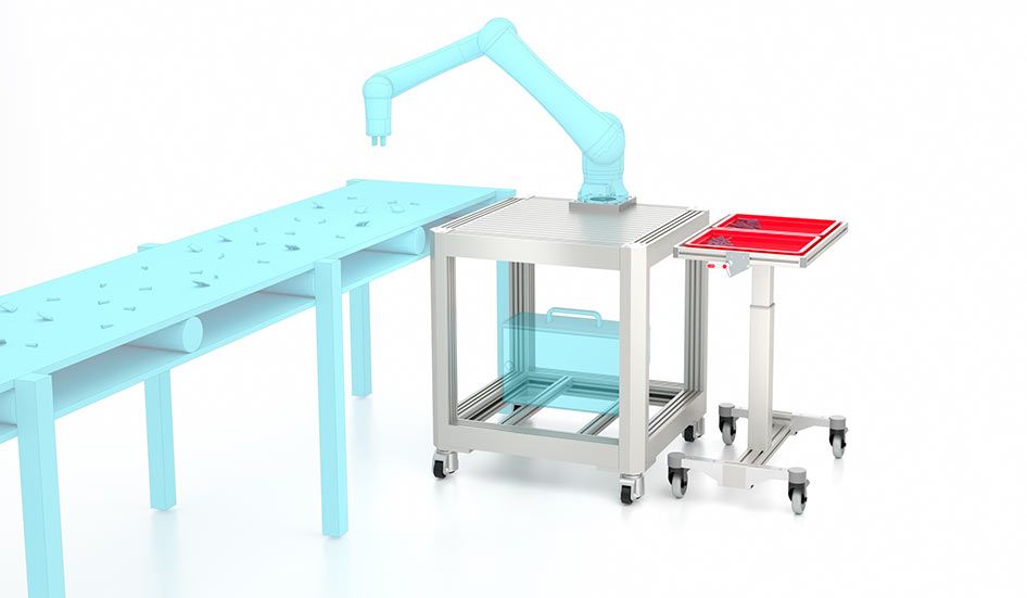 Robot island with cable management